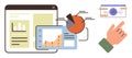 Digital Dashboard with Analytics Charts and User Hand Interaction for Informative Data Visualization Royalty Free Stock Photo
