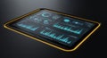 A digital dashboard display embedded in a dark surface features various data Royalty Free Stock Photo