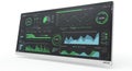 A digital dashboard display featuring various data visualizations, including circular and Royalty Free Stock Photo