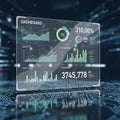 Digital dashboard displaying data analytics in a holographic Royalty Free Stock Photo