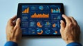 Digital dashboard displaying financial data analytics on tablet Royalty Free Stock Photo