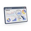 Digital dashboard displaying financial data charts and graphs isolated on white background Royalty Free Stock Photo
