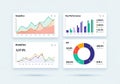 A digital dashboard displaying four panels with data Royalty Free Stock Photo