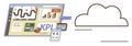 Digital Dashboard Displaying KPI Metrics and Cloud Integration for Data Analytics Royalty Free Stock Photo