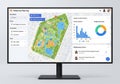 Digital dashboard displaying a park management and analytics interface on a computer screen Royalty Free Stock Photo