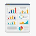 A digital dashboard displaying six different graphs and charts in a grid layout. The top- Royalty Free Stock Photo