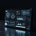 A digital dashboard displaying a sleek, futuristic user interface with various icons and Royalty Free Stock Photo