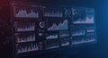 Digital dashboard displaying various data analytics. Multiple charts and graphs, Royalty Free Stock Photo