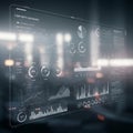 A digital dashboard displaying various data visualizations, including line graphs, bar Royalty Free Stock Photo