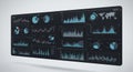 Digital dashboard displaying various data visualizations, including pie charts, bar Royalty Free Stock Photo