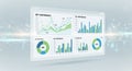Charts including line graphs bar charts and pie charts illustrating Royalty Free Stock Photo
