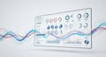 A digital dashboard features a collection of data visualizations, including pie charts, Royalty Free Stock Photo