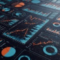 A digital dashboard featuring multiple data visualization charts and graphs. The Royalty Free Stock Photo
