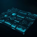 Digital dashboard featuring various data visualization elements. Includes bar graphs, Royalty Free Stock Photo