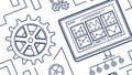 Digital Dashboard with Gears and Data for Tech and Analytics, vector design Generative AI Royalty Free Stock Photo
