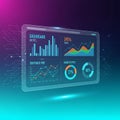 Digital dashboard interface featuring charts graphs and data Royalty Free Stock Photo