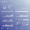 A digital dashboard interface with a modern design on a gradient blue background. Royalty Free Stock Photo