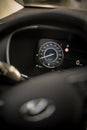 Digital dashboard of a new car, showing speedometer Royalty Free Stock Photo