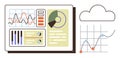 Data Dashboard with Charts, Graphs, and Cloud Analytics for Monitoring Performance and Trends Royalty Free Stock Photo