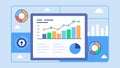 A digital dashboard showcasing design metrics and analytics with graphs indicating user engagement and usability scores Royalty Free Stock Photo