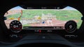 Digital dashboard of a sports car with navigation display