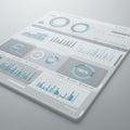 Digital dashboard with various data visualizations, including bar graphs, line graphs Royalty Free Stock Photo
