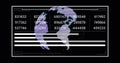 Digital data and algorithm image over rotating globe with numerical codes