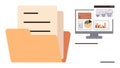 Digital Data Analysis with File Folder and Analytics on Computer Screen Royalty Free Stock Photo