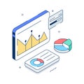 Grab this creatively crafted digital data analysis illustration in isometric style Royalty Free Stock Photo