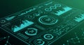 Digital Data Analytics Dashboard UI Green Futuristic Business Technology Royalty Free Stock Photo