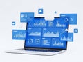Digital data analytics on laptop screen Royalty Free Stock Photo