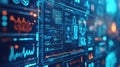Digital data analyzing with futuristic user interface and graphs Royalty Free Stock Photo