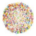 Digital data array, Abstract Concentric circles of Digits Swirling pattern, spiral of numbers, Royalty Free Stock Photo