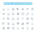 Digital data automation linear icons set. Algorithm, Analytics, Automation, Backend, Big data, Cloud, Code line vector