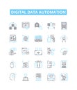 Digital data automation vector line icons set. Digital, Data, Automation, AI, Machine, Learning, Cloud illustration Royalty Free Stock Photo