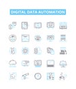 Digital data automation vector line icons set. Digital, Data, Automation, AI, Machine, Learning, Cloud illustration Royalty Free Stock Photo