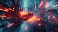 Digital data block exploding in abstract cyberspace Royalty Free Stock Photo