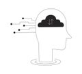 Digital data cloud in human head silhouette 2D line object Royalty Free Stock Photo