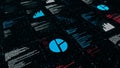 Digital data and computer graphs background with changing data, seamless loop. Animation. Digital information with lines Royalty Free Stock Photo