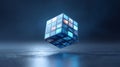 Digital data cube displaying abstract information technology concept Royalty Free Stock Photo