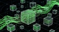 Digital Data Cubes Flowing with Binary Code in Futuristic Network Royalty Free Stock Photo