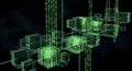 Digital Data Cubes Network with Binary Code Streams, Futuristic Technology Royalty Free Stock Photo