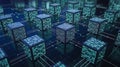 Digital Data Cubes Network Blockchain Technology Visualization Royalty Free Stock Photo