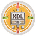 Digital Data Exchange with computer screen showing XDL letters and circular interface Royalty Free Stock Photo