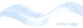 Digital data flow by blue binary code wave