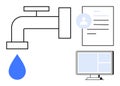 Digital Data Flow Concept with Faucet, User Profile, and Computer Interface Royalty Free Stock Photo