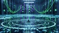 Digital Data Flow Futuristic Digital Abstract with Binary Code Server Room Royalty Free Stock Photo