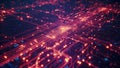 Digital Data Flow Glowing Red Circuit Board Network Royalty Free Stock Photo