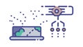 Digital Data Flow and Information Processing Network, vector design Generative AI Royalty Free Stock Photo