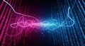 Digital Data Flow Network Connection Abstract Binary Code Stream, AI, Big Data, and Technology Concept with Vibrant Pin Royalty Free Stock Photo
